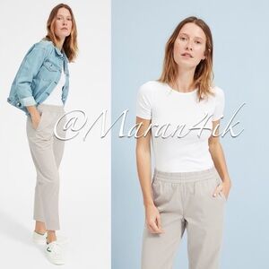 Everlane The Easy Chino Pull On Elasticised Waist Crop Relaxed Fit Pant Stone 2